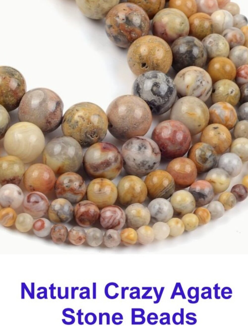 Natural Crazy Agate Stone Beads 15" Strand